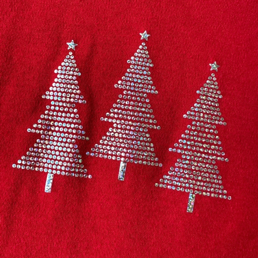 Fieldgear Bright Holiday Red Long Sleeve Christmas Tree T-Shirt Women’s Small - Picture 6 of 6